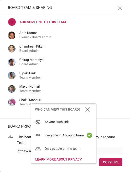 Board Privacy options