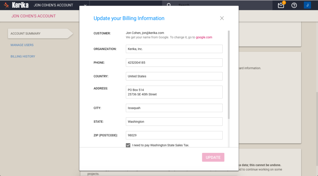 Updating Billing Information